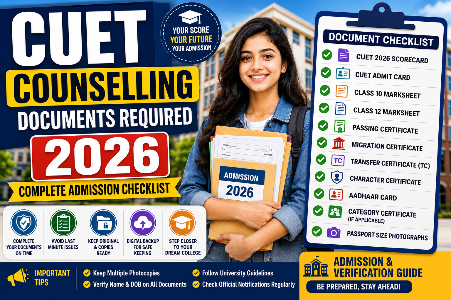 CUET Counselling Documents Required 2026